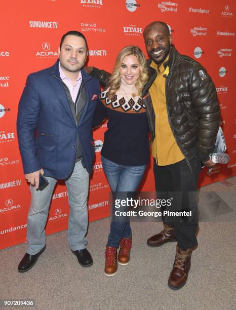 Actors Giuseppe Ardizzone, Cara Buono and Rob Morgan attend the "Monsters And Men" Premiere during the 2018 Sundance Film Festival at Eccles Center...