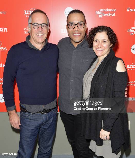 Director of Sundance Film Festival John Cooper, director Reinaldo Marcus Green and executive producer Chiara Bernasconi attend the "Monsters And Men"...