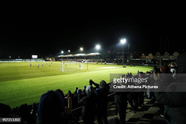 General view of Rodney Parade during the Sky Bet League Two match between Newport County and Crawley Town at Rodney Parade on January 19, 2018 in...