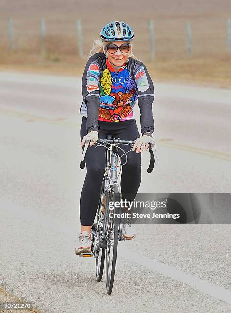 Anja Kaehny races at the Audi Best Buddies Challenge at Hearst Castle on September 12, 2009 in Carmel, California.