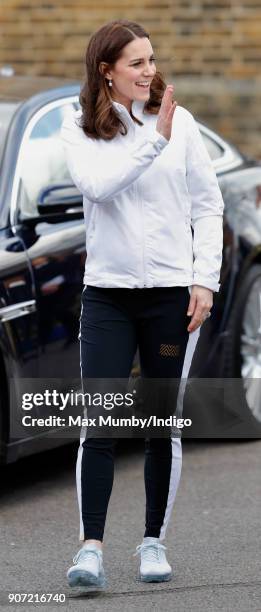 Catherine, Duchess of Cambridge visits The Wimbledon Junior Tennis Initiative at Bond Primary School on January 17, 2018 in London, England.