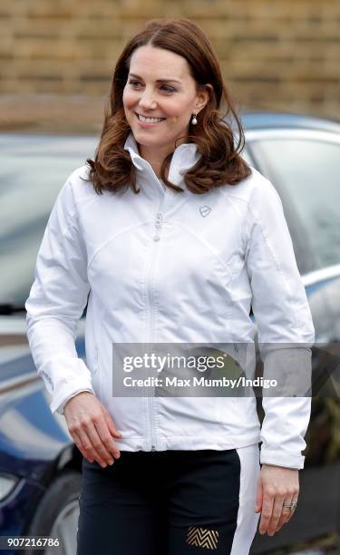 Catherine, Duchess of Cambridge visits The Wimbledon Junior Tennis Initiative at Bond Primary School on January 17, 2018 in London, England.