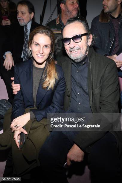 Gaia Repossi and Paolo Roversi attend the Berluti Menswear Fall/Winter 2018-2019 show as part of Paris Fashion Week on January 19, 2018 in Paris,...