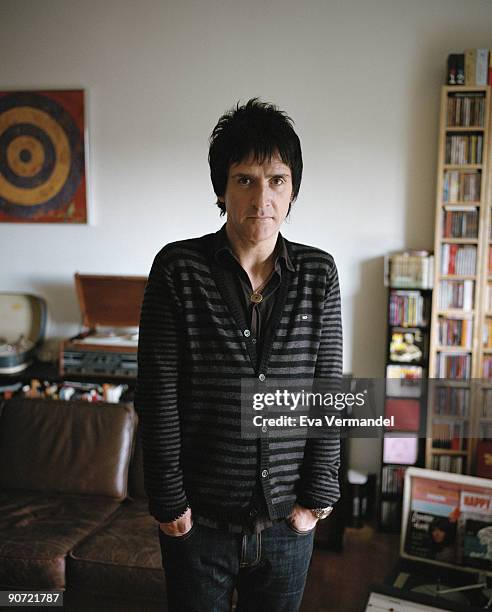 Guitarist Johnny Marr poses for a portrait shoot in Manchester on November 12, 2008.