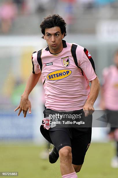 Javier Pastore of Palermo in action during the Serie A match played between US Citta di Palermo and AS Bari at Stadio Renzo Barbera on September 13,...