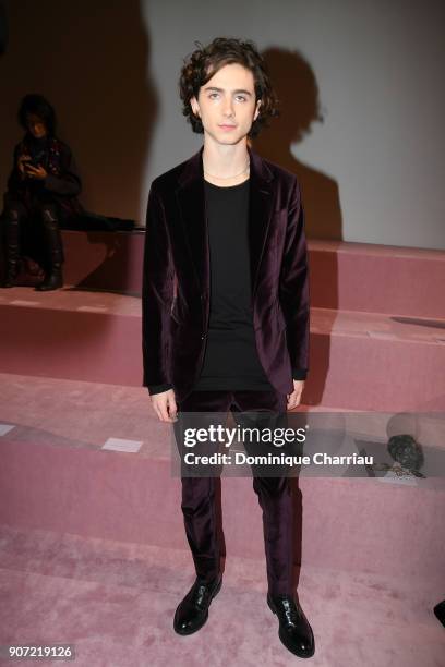 Thimothee Chalamet attends the Berluti Menswear Fall/Winter 2018-2019 show as part of Paris Fashion Week on January 19, 2018 in Paris, France.