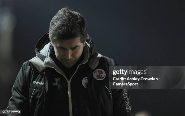 Crawley Town manager Harry Kewell during the Sky Bet League Two match between Newport County and Crawley Town at Rodney Parade on January 19, 2018 in...