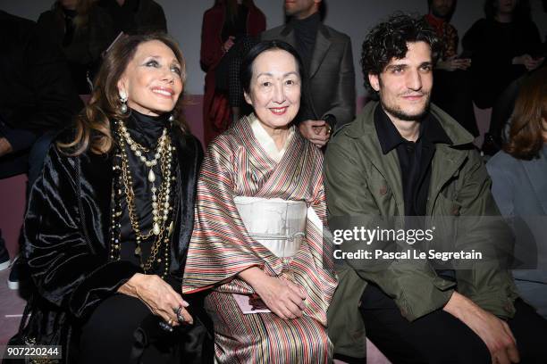 Marisa Berrenson, a guest and Louis Garrel attend the Berluti Menswear Fall/Winter 2018-2019 show as part of Paris Fashion Week on January 19, 2018...