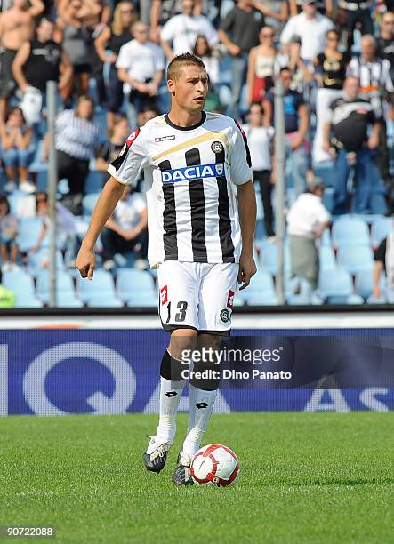 Andrea Coda of Udinese Calcio in action during the Serie A match between Udinese Calcio and Catania Calcio at Stadio Friuli on September 13, 2009 in...