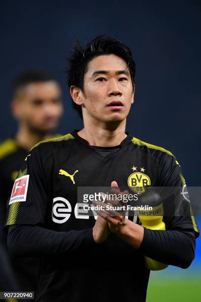 Shinji Kagawa of Borussia Dortmund after the Bundesliga match between Hertha BSC and Borussia Dortmund at Olympiastadion on January 19, 2018 in...