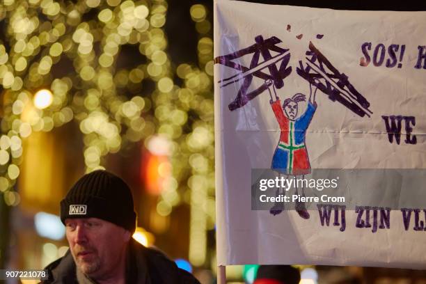 An estimated ten thousand people march during a rally against gas extraction on January 19, 2018 in Groningen, Netherlands. Frequent earthquakes due...