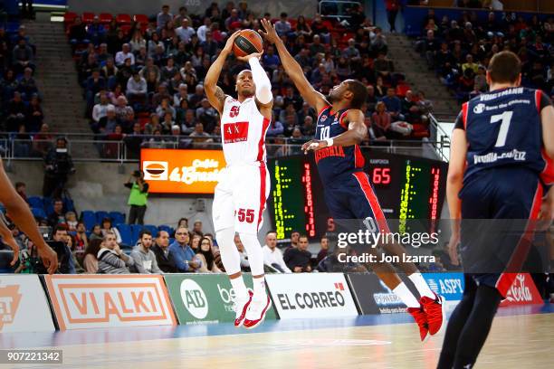 Curtis Jerrells, #55 of AX Armani Exchange Olimpia Milan in action during the 2017/2018 Turkish Airlines EuroLeague Regular Season Round 19 game...