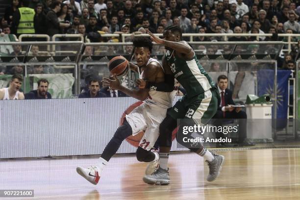 Kenny Gabriel of Panathinaikos Superfoods in action against Will Clyburn of CSKA Moskow during the Turkish Airlines Euroleague basketball match...