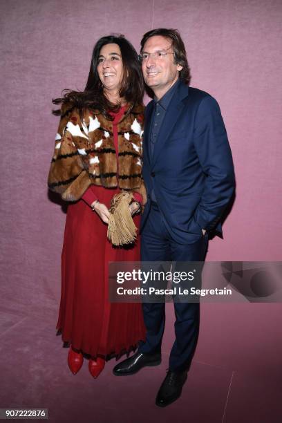 Pietro Beccari and Elisabetta Beccari attend the Berluti Menswear Fall/Winter 2018-2019 show as part of Paris Fashion Week on January 19, 2018 in...