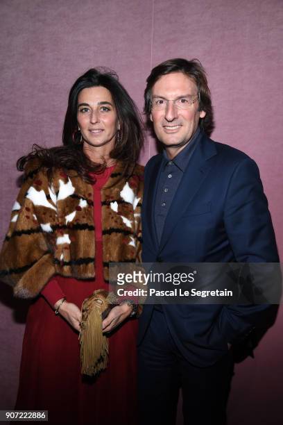 Pietro Beccari and Elisabetta Beccari attend the Berluti Menswear Fall/Winter 2018-2019 show as part of Paris Fashion Week on January 19, 2018 in...