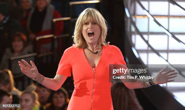 Rachel Johnson leaves the Big Brother house during a Celebrity Big Brother live eviction at Elstree Studios on January 19, 2018 in Borehamwood,...