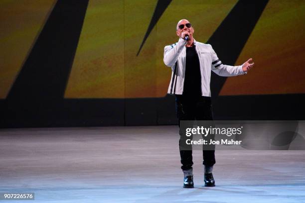 Vin Diesel introduces the 'Fast and Furious Live'Premiere at The O2 Arena on January 19, 2018 in London, England.