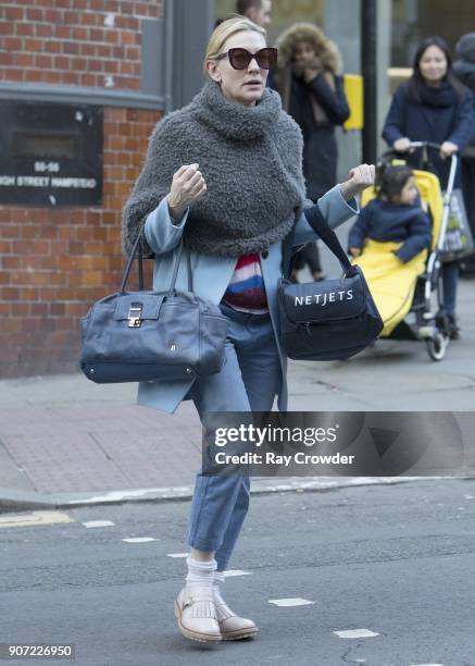 Cate Blanchett seen shopping in Hampstead on January 19, 2018 in London, England.