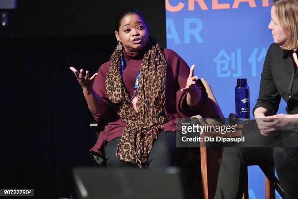 Actress Octavia Spencer and CEO of shift7 Megan Smith speak onstage at the Power Of Story Panel: Culture Shift during the 2018 Sundance Film Festival...