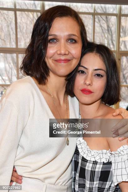 Actors Maggie Gyllenhaal and Rosa Salazar attend the "The Kindergarten Teacher" Premiere during the 2018 Sundance Film Festival at Park City Library...