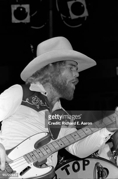 Dusty Hill from ZZ Top performs live on stage in New York on May 18 1975