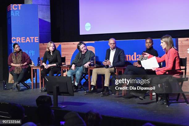 Octavia Spencer, Megan Smith, Christine Vachon, Patrick Gaspard, Issa Rae and Sarah Ellison speak onstage at the Power Of Story Panel: Culture Shift...