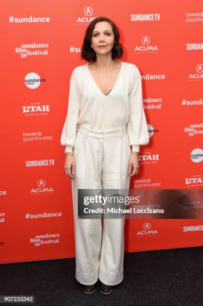 Actor Maggie Gyllenhaal attends the "The Kindergarten Teacher" Premiere during the 2018 Sundance Film Festival at Park City Library on January 19,...