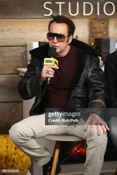 Actor Nicolas Cage of 'Mandy' attends The IMDb Studio and The IMDb Show on Location at The Sundance Film Festival on January 19, 2018 in Park City,...