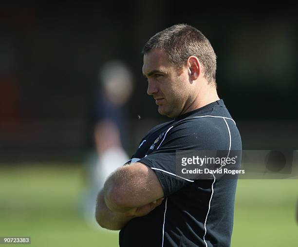 Trevor Woodman, forwards coach of Wasps looks on during the Guinness Premiership match between Bath and London Wasps at the Recreation Ground on...