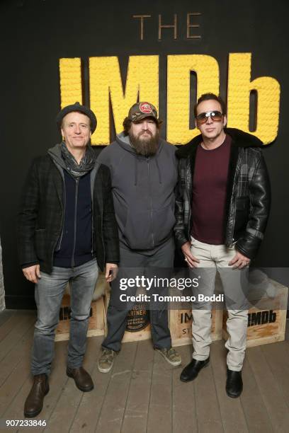 Linus Roache, Panos Cosmatos and Nicolas Cage from 'Mandy' attend The IMDb Studio at The Sundance Film Festival on January 19, 2018 in Park City,...