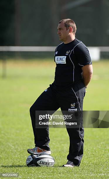 Trevor Woodman, forwards coach of Wasps looks on during the Guinness Premiership match between Bath and London Wasps at the Recreation Ground on...