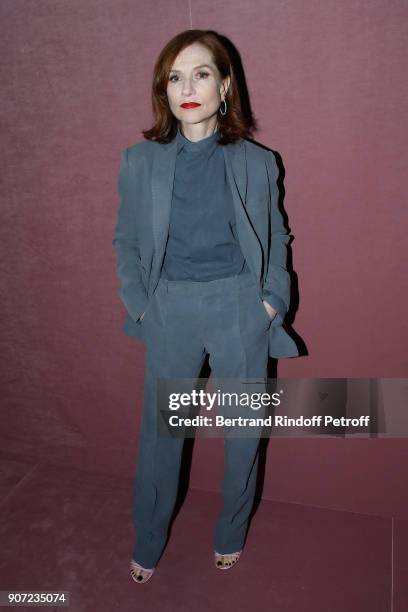 Actress Isabelle Huppert attends the Berluti Menswear Fall/Winter 2018-2019 show as part of Paris Fashion Week on January 19, 2018 in Paris, France.