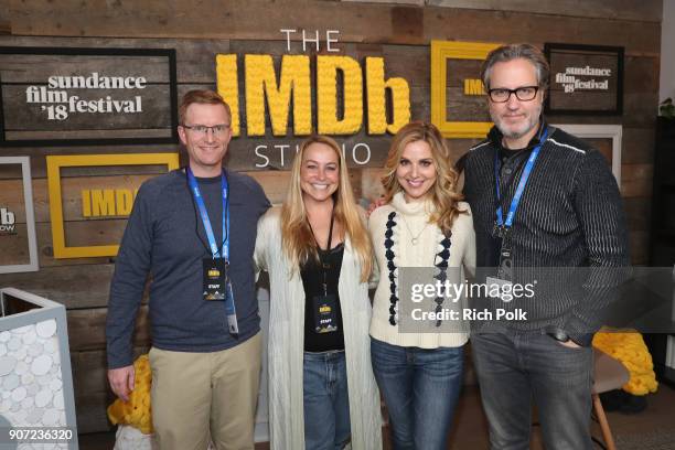 Brian Carver, Head of IMDb PR & Talent Relations Emily Glassman, actress Cara Buono from 'Monsters & Men' and GM of IMDb Pro Matt Kumin attend The...