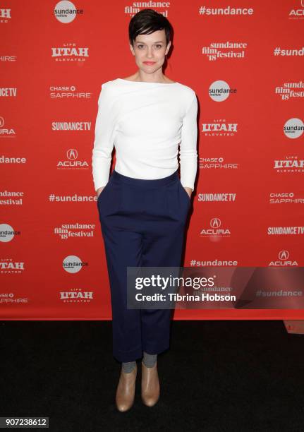 Actor Tracy Hazas attends the "White Rabbit" and "Lazercism" Premieres during the 2018 Sundance Film Festival at Park Avenue Theater on January 19,...