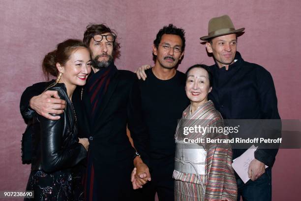 Harumi Klossowska De Rola, her husband Benoit Peverelli, Stylist of Berluti men, Haider Ackermann, Setsuko Klossowska de Rola and Daniel de la...