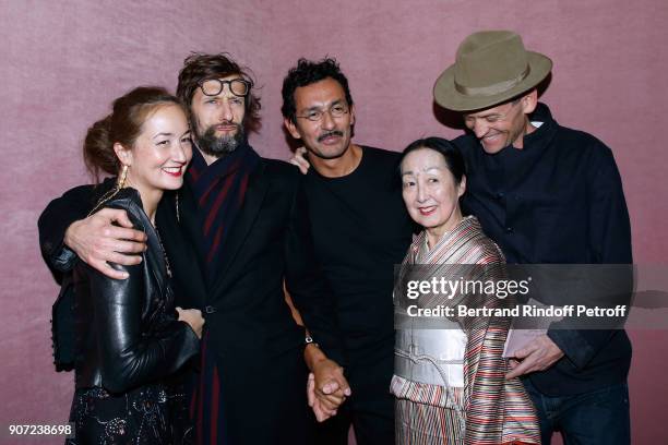 Harumi Klossowska De Rola, her husband Benoit Peverelli, Stylist of Berluti men, Haider Ackermann, Setsuko Klossowska de Rola and Daniel de la...