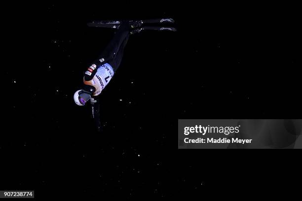 Mac Bohonnon of the United States jumps in the Mens' Qualifying round during the Putnam Freestyle World Cup at the Lake Placid Olympic Ski Jumping...