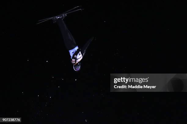 Mac Bohonnon of the United States jumps in the Mens' Qualifying round during the Putnam Freestyle World Cup at the Lake Placid Olympic Ski Jumping...