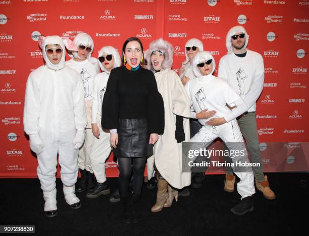 Actors Zoe Lister-Jones , actor Vivian Bang and "The White Rabbit Crew" attend the "White Rabbit" and "Lazercism" Premieres during the 2018 Sundance...