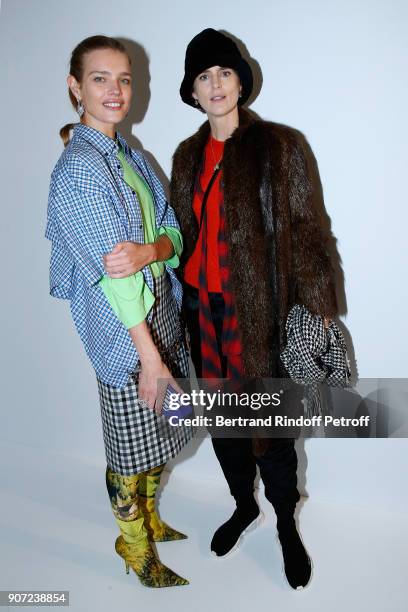 Natalia Vodianova and Stella Tennant attend the Berluti Menswear Fall/Winter 2018-2019 show as part of Paris Fashion Week on January 19, 2018 in...