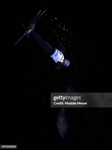 Mac Bohonnon of the United States jumps in the Mens' Qualifying round during the Putnam Freestyle World Cup at the Lake Placid Olympic Ski Jumping...