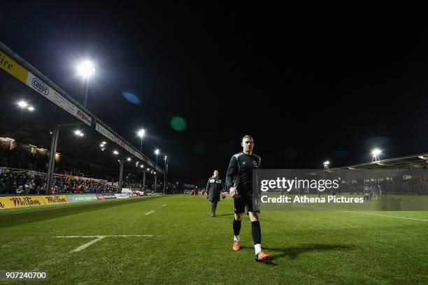 Scot Bennett of Newport County prior to kick off of the Sky Bet League Two match between Newport County and Crawley Town at Rodney Parade on January...