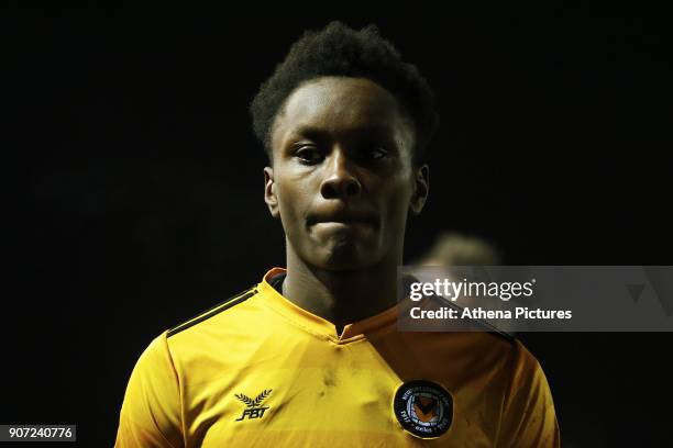 Shawn McCoulsky of Newport County after the final whistle of the Sky Bet League Two match between Newport County and Crawley Town at Rodney Parade on...