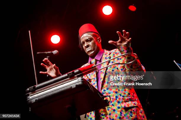 Angelo Moore performs live on stage during the concert 'Celebrating David Bowie' at the Huxleys on January 19, 2018 in Berlin, Germany.