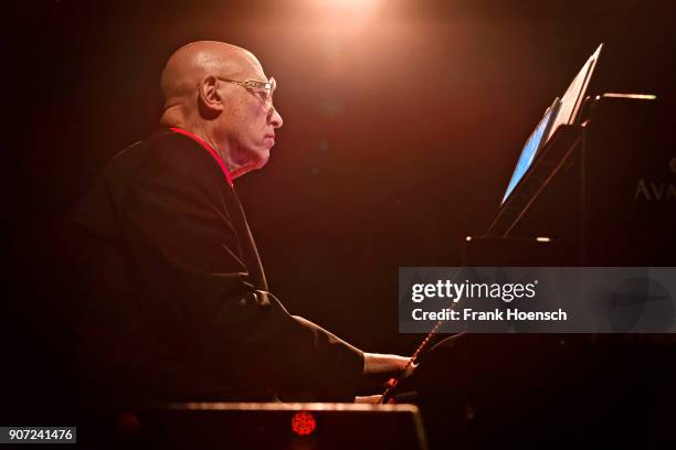 Pianist Mike Garson performs live on stage during the concert 'Celebrating David Bowie' at the Huxleys on January 19, 2018 in Berlin, Germany.