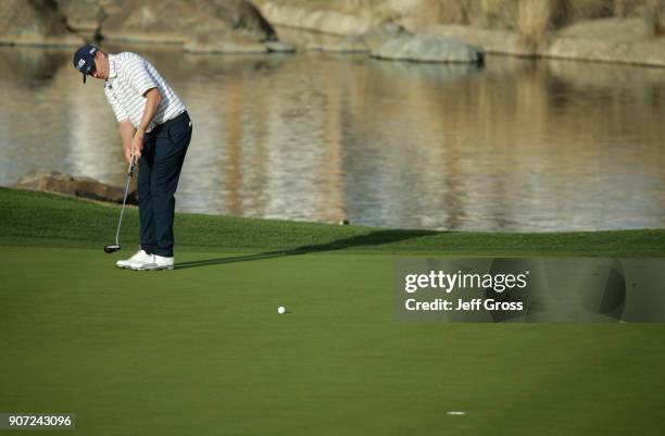 Martin Piller putts on the 18th hole during the second round of the CareerBuilder Challenge at the TPC Stadium Course at PGA West on January 19, 2018...