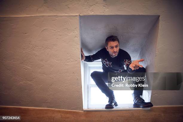 Comedian Chris Hardwick poses for a portrait in the YouTube x Getty Images Portrait Studio at 2018 Sundance Film Festival on January 19, 2018 in Park...