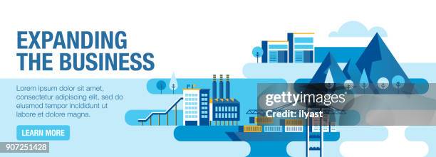 expanding business banner - container port stock illustrations