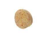 Pao de Queijo is a cheese bread ball from Brazil. Also known as Chipa, Pandebono and Pan de Yuca. Isolated on white background. Top view.