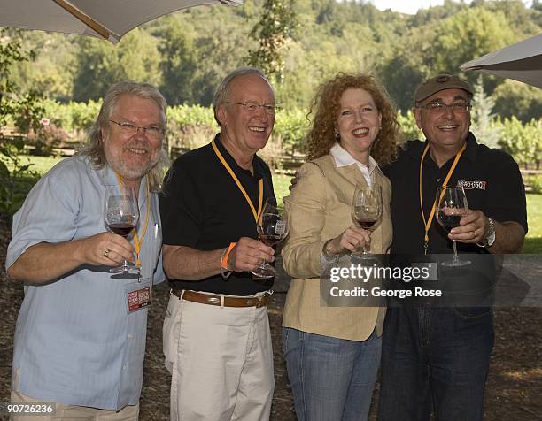 Gallo winery spokesperson Kate MacMurray poses with KSRO radio personalities Tom Simoneau , John Ash and Steve Garner, at the Sonoma Wine Country...